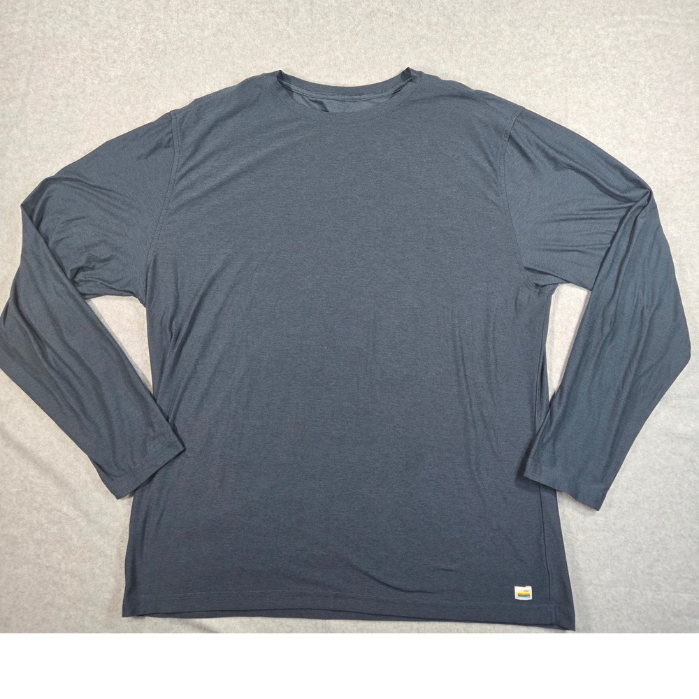 Vuori Men Strato Tech Tee Long Sleeve Charcoal Heather Blue XXL V178
